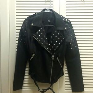 Studded Faux Leather Jacket